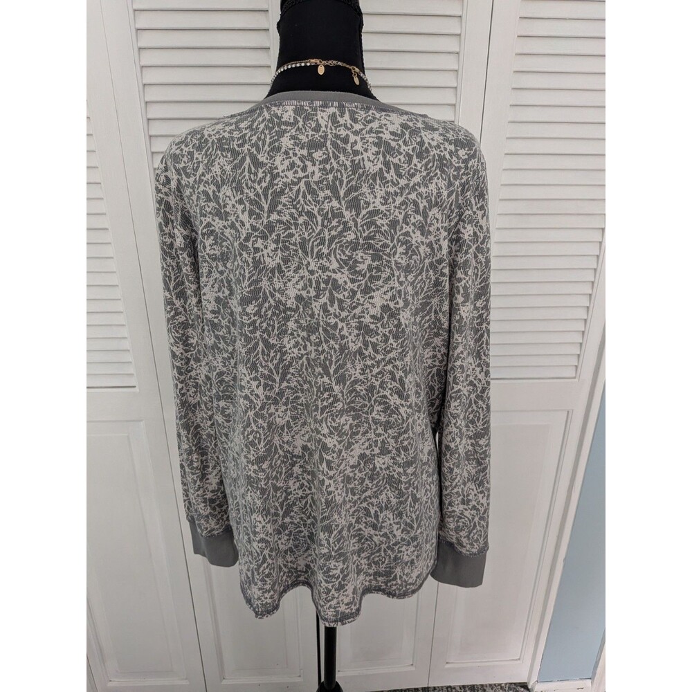 Eddie Bauer Outdoor Top Womens 2XL French Terry Sweatshirt Cool Grey Floral Norm - Picture 9 of 13